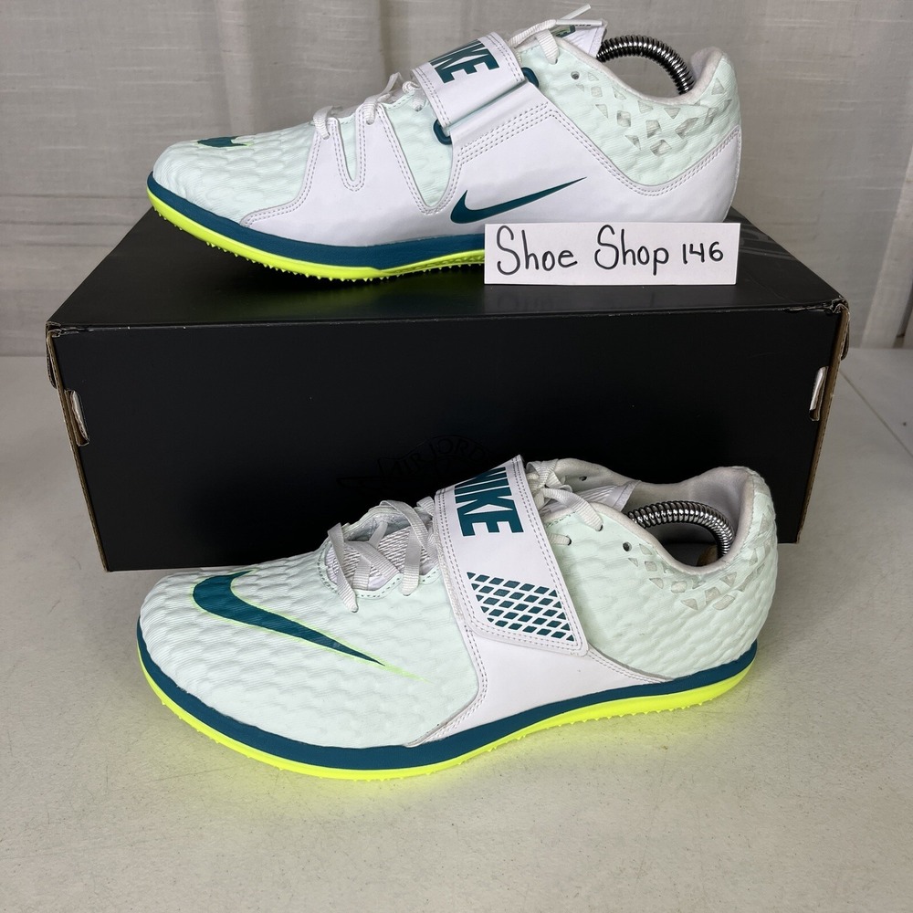 Nike High‎ Jump Elite Spikes White Bright Spruce Mens Size 9.5 (No Spikes)